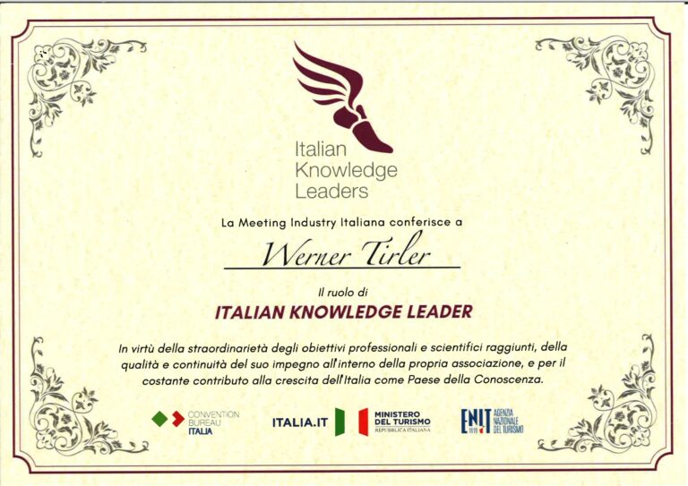 Dr. Werner Tirler premiato come Italian knowledge leader