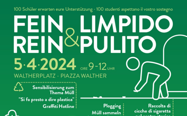 Partecipazione all’evento “Limpido & Pulito” del 05/04/2024 in Piazza Walther a Bolzano